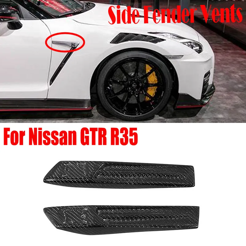 

For Nissan GTR R35 2008-2016 2015 Real Carbon Fiber Car Styling Body Side Fender Air Vent Outlet Cover Trim Auto Accessories