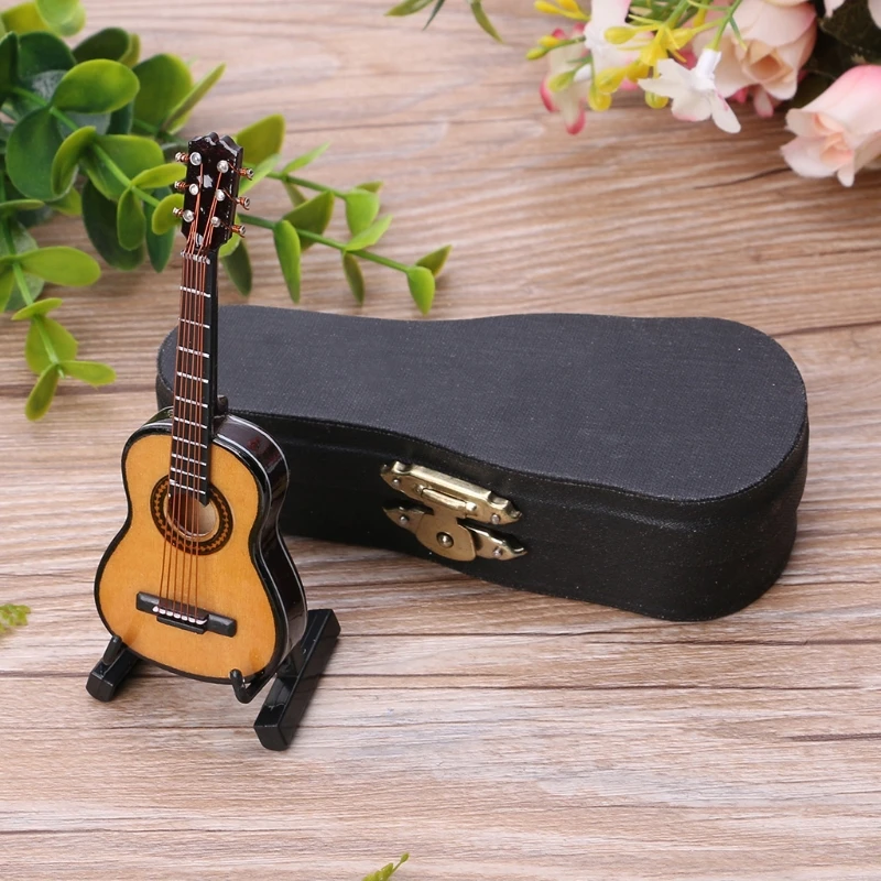 

E9LE 10cm Toy Acoustic Guitar Scale Model Home Office Desk Decor Ornaments Gifts