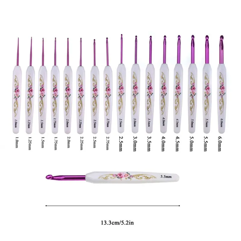 16 шт. разные размеры: спица вязальный комплект 1 0-6 0 мм алюминий классика Стиль игл