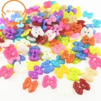 100pcs 12mm bowknot shape mixed colors resin buttons for sewing or scrapbooking garment accessories