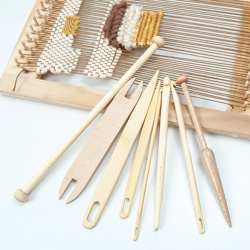 

5pcs/6pcs/9pcs Weaving Loom Tools Set Wood Knitted Crochet Needle Gifts for Kids Log Yarn Dyeing Machine Small Accessory Set