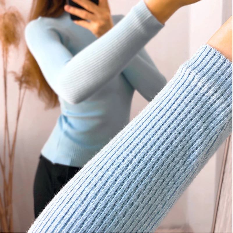 2021 осенне-зимние базовые вязаные теплые свитера с высоким воротником пуловеры