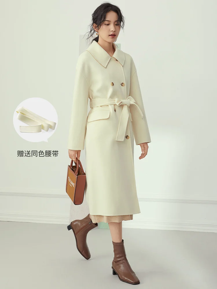 

Woolen coat women 2021 new double-breasted mid-length full wool double-faced winter coat