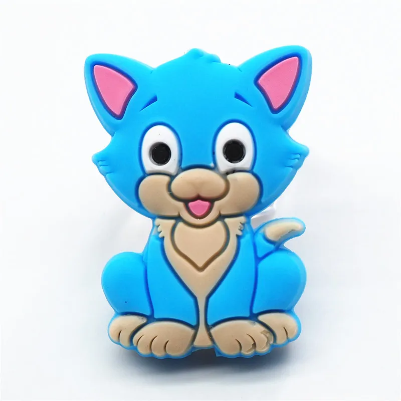 Sky Blue Chenkai 10 шт. силиконовые грызунок с котом бусины DIY ребенок котенок Животное Мультфильм жевательный успокоитель манекен сенсорные ювелирные изделия игрушки аксессуары - Цвет: Sky Blue
