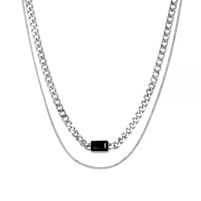 

Vintage Punk Chain Choker Necklaces For Women Stainless Steel Metal Curb Cuban Chain Geometric Pendant Clavicle Necklace Jewelry