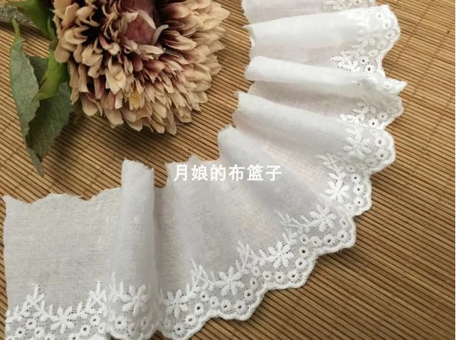 3 метра белая хлопчатобумажная кружевная ткань с отделкой для костюма | Дом и сад