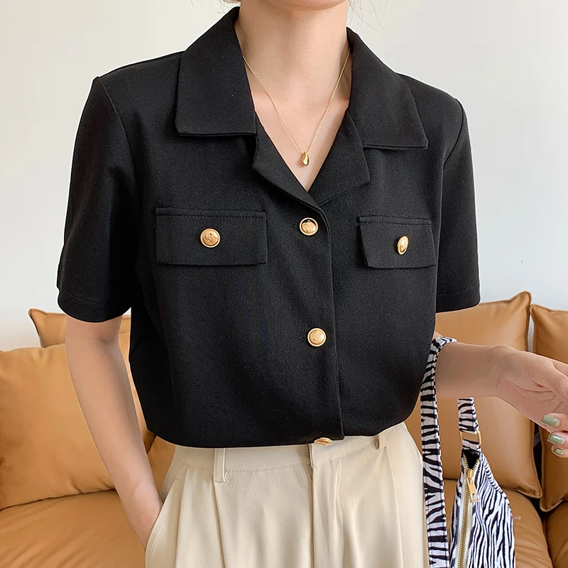 

Real Shot: 2021 Summer New Fragrance Style Light Luxury Short Sleeve Women's French Retro Temperament Design Sense Niche Top