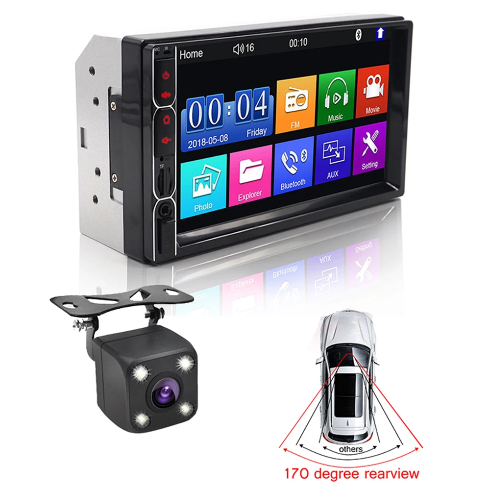 Автомагнитола 2 Din с сенсорным экраном 7 дюймов стерео система поддержкой Bluetooth MP3