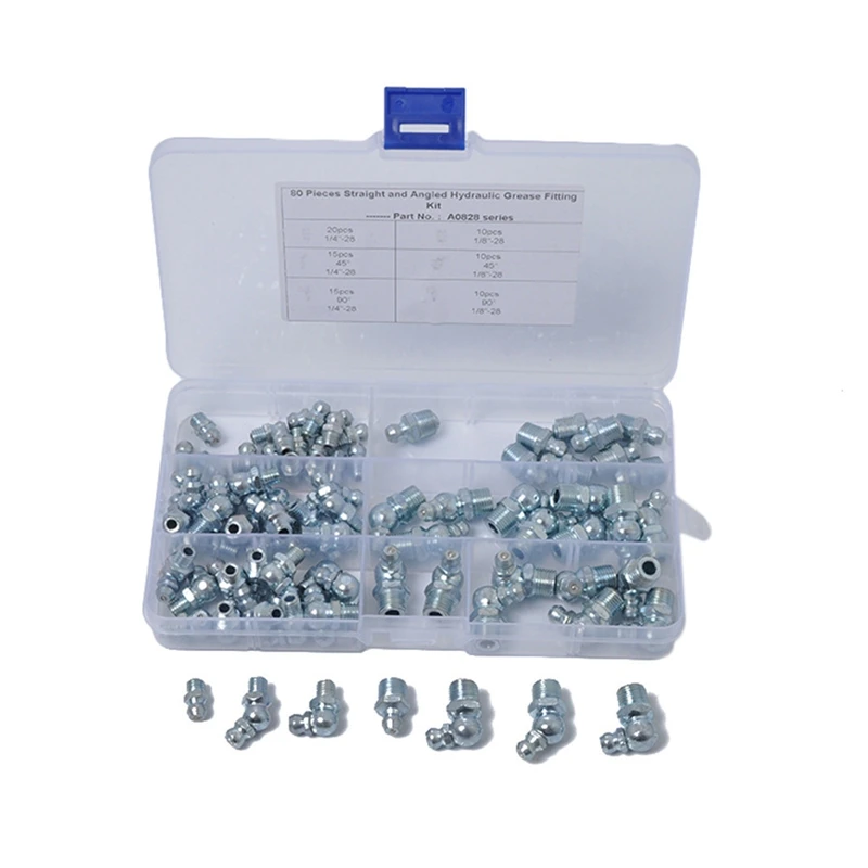 80 шт./компл. гидравлический смазочный фитинг ассортимент стальная конструкция