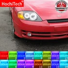 Новейшие разноцветные светодиодные фары RGB Angel Eyes Halo Ring Eye DRL RF пульт дистанционного управления для Hyundai Tiburon 2003 - 2006 аксессуары