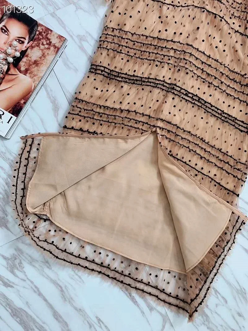 

2020 Summer Fashion Bodycon Dress High Quality Women Sexy Square Collar Polka Dot Print Flare Sleeve Midi Party Club Dresses