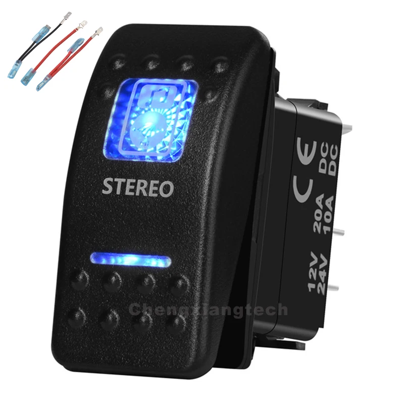 

Синий светодиод 5 Pin ВКЛ-ВЫКЛ SPST рокер кнопочный переключатель стерео Водонепроницаемый защита от перегрузки автомобиль Лодка 12v/24v + джемпер...