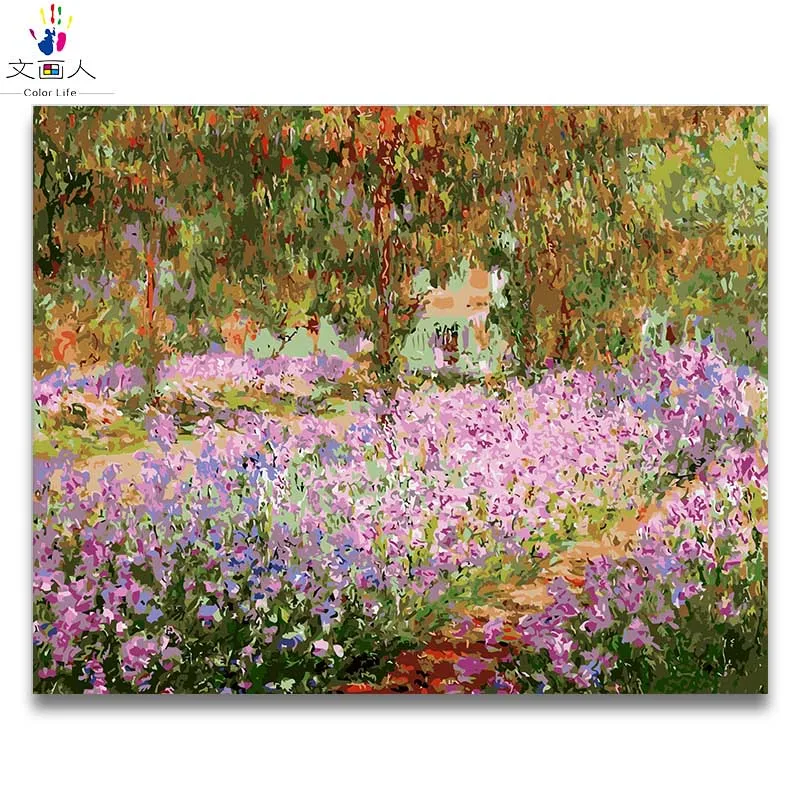 Набор для раскрашивания по номерам Monet garden красок ручной работы с рамкой