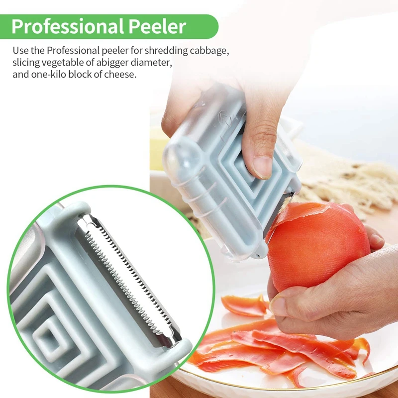 Овощечистка 3 в 1 вращающийся зубчатый пластиковый кухонный инструмент для