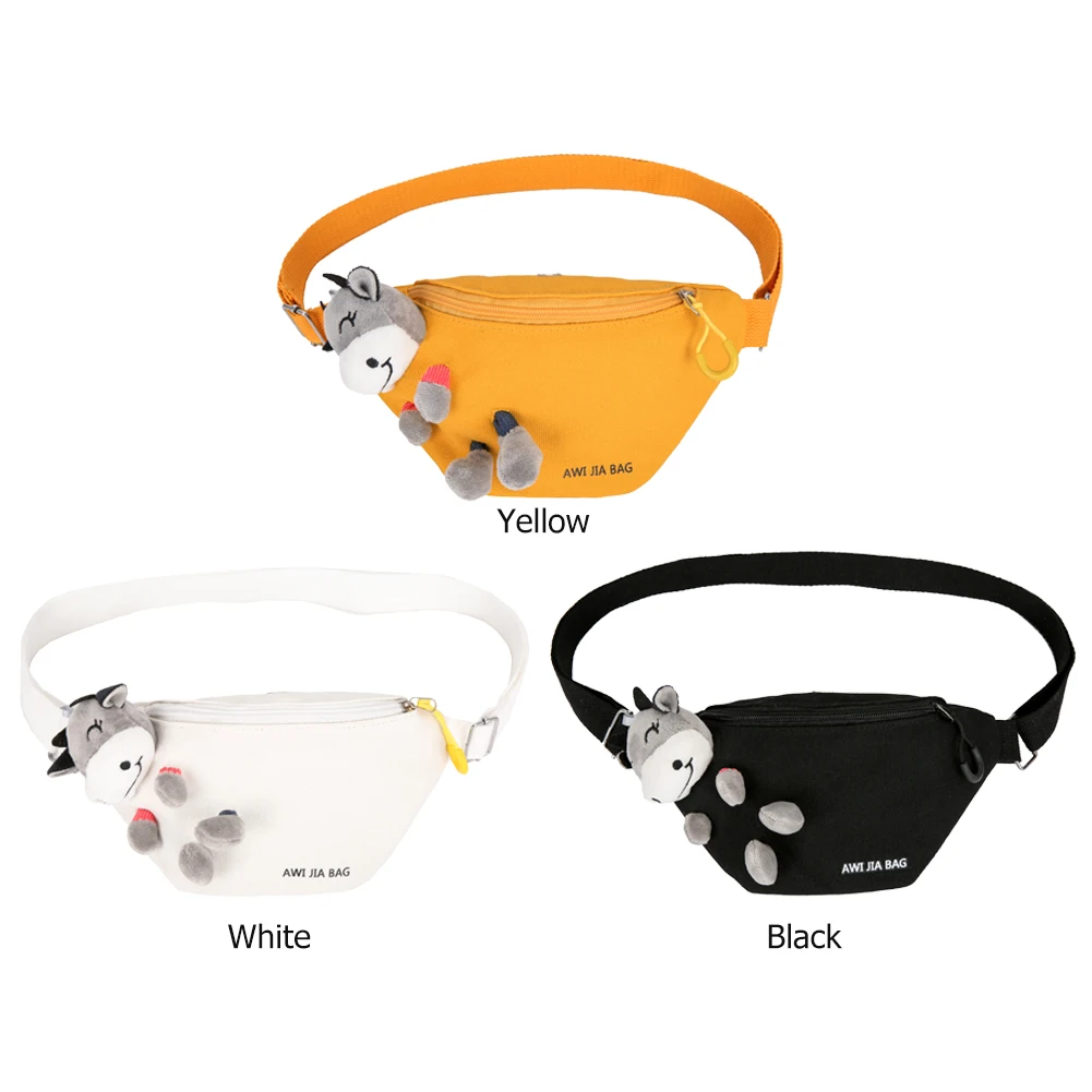 

Casual Chest Bags Women Canvas Classic Texture Creative Chic Leisure Fanny Belt Purse Cartoon Cow Doll Messenger Packs