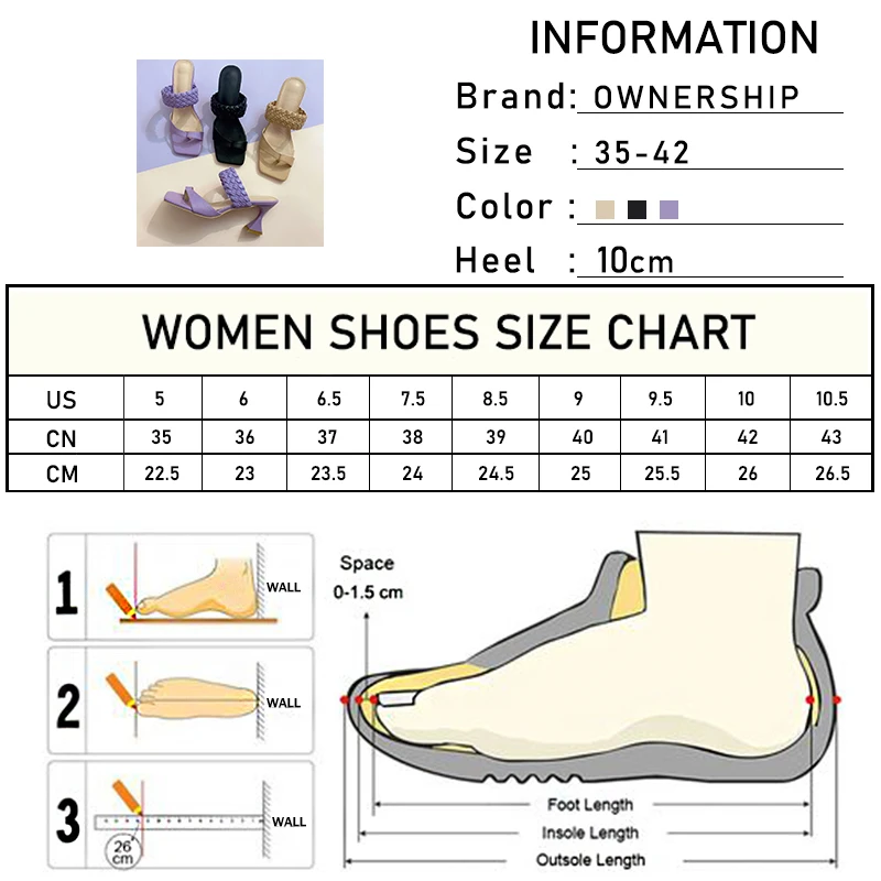 

Woman Square Toe Weave Slippers 2021 Women Flip Flop Solid Slides Summer High Heels Female Casual Pumps Ladies Big Size Footwear