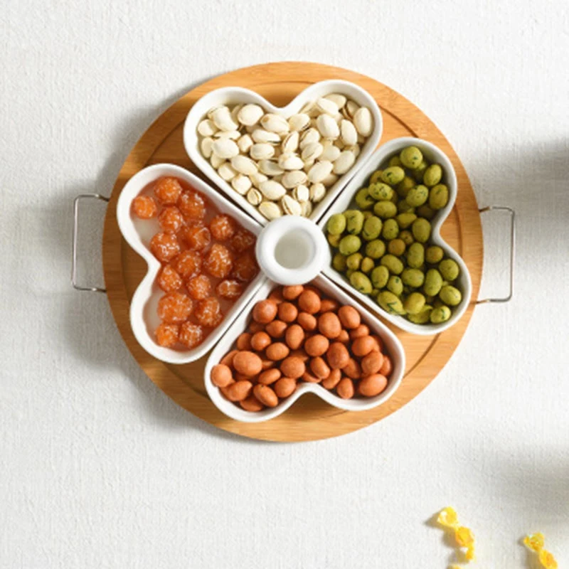 

Ceramic Fruit Plate Square Lattice Simple Dried Fruit Platter Candy Box