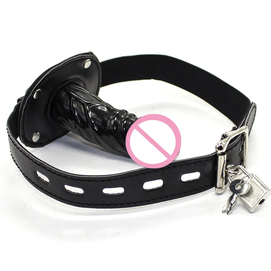 Кожаные кляп для рта повязка на голову пениса БДСМ бондаж секс рабыня мордочка