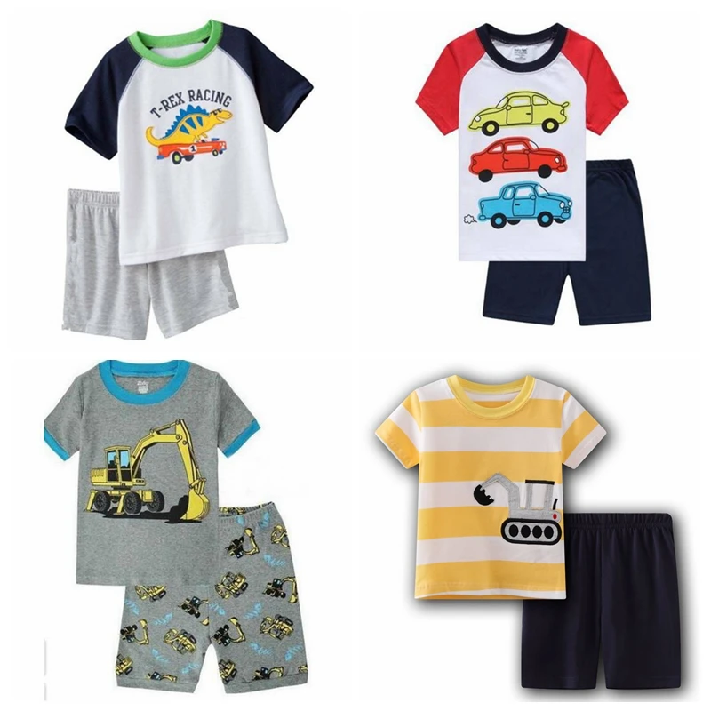 Пижамный комплект детский летний из хлопка одежда для сна с коротким рукавом