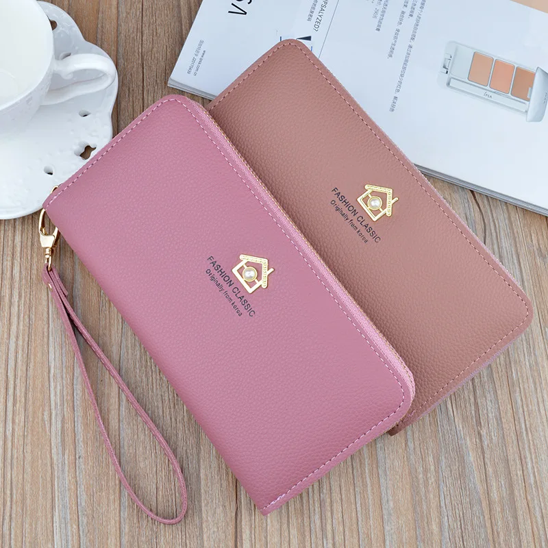 

Women Long Wallet Leather Versatile Purse Bags High Quality Female Card Holder Zipper Wallet Lady Clutch Purse with Hand Strap
