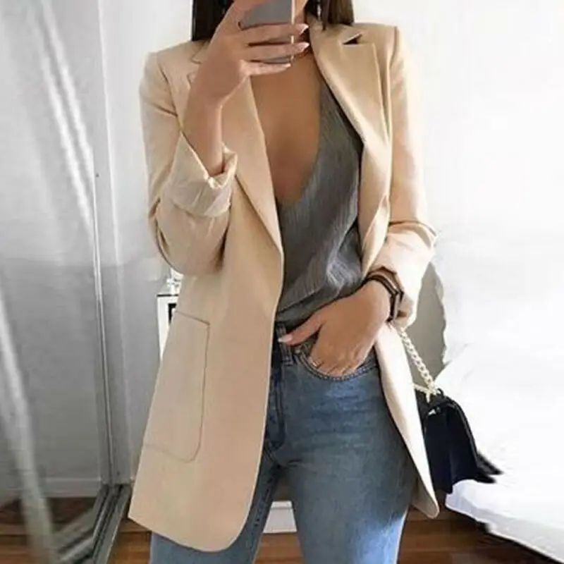 

Plus Size Office Lady Casual Long Sleeve Slim Blazer Coat Women Oversized Solid Formal Working Suit