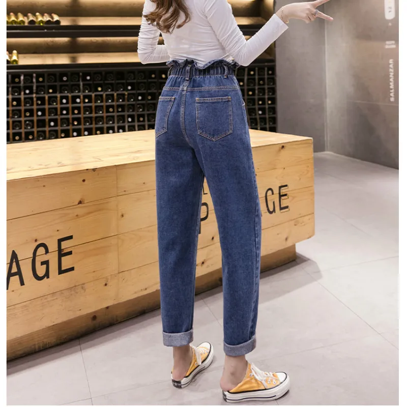 Женские джинсы с высокой талией модные женские шаровары рваные джинсы-бойфренды