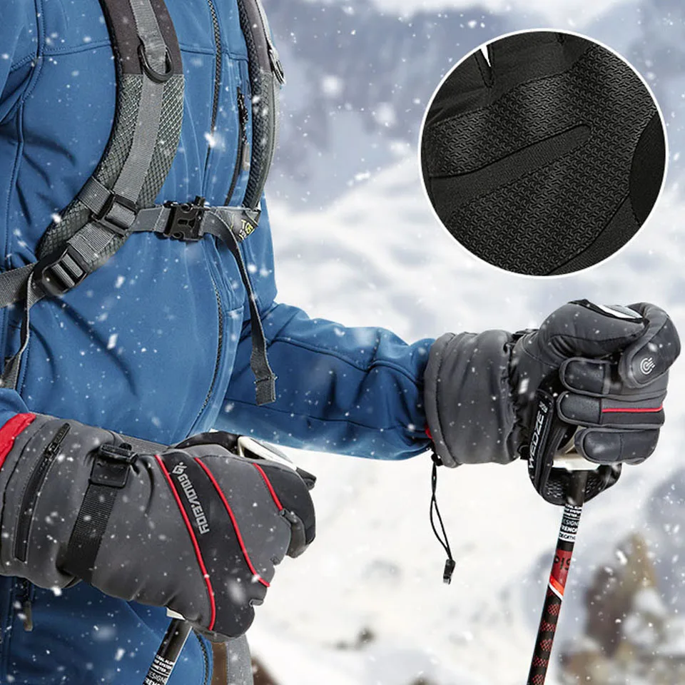 Перчатки мужские лыжные ветрозащитные водонепроницаемые зимние для снегохода