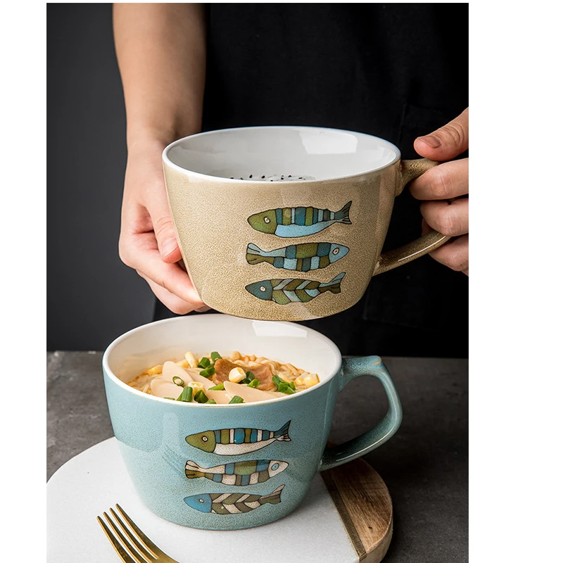 

Oversized Breakfast Cup Oatmeal Mug Milk Coffee Fruit Cups Multi-Type Instant Noodle Bowl Cartoon Cute Drinkware For Office Home