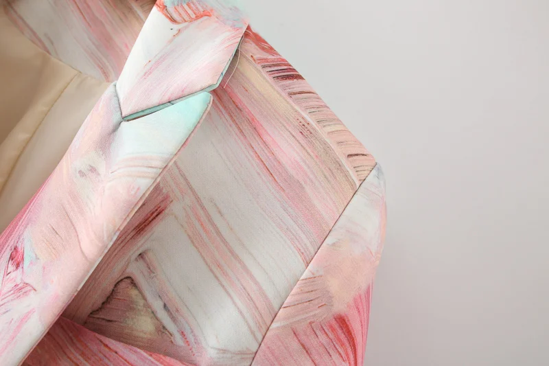 Женский офисный блейзер с винтажным принтом двубортный пиджак отложным