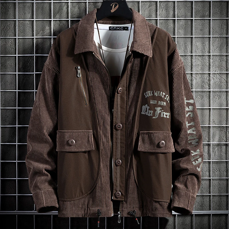 Новинка весны 2021 модное вельветовое пальто со множеством карманов Мужская