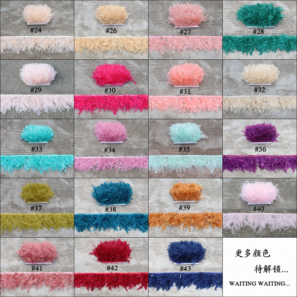 

10 Yards Turkey Feather Trims Fluffy Decorative Feathers Ribbon Length 4-6 inches for Home Party Clothing Sewing Accessory Plume