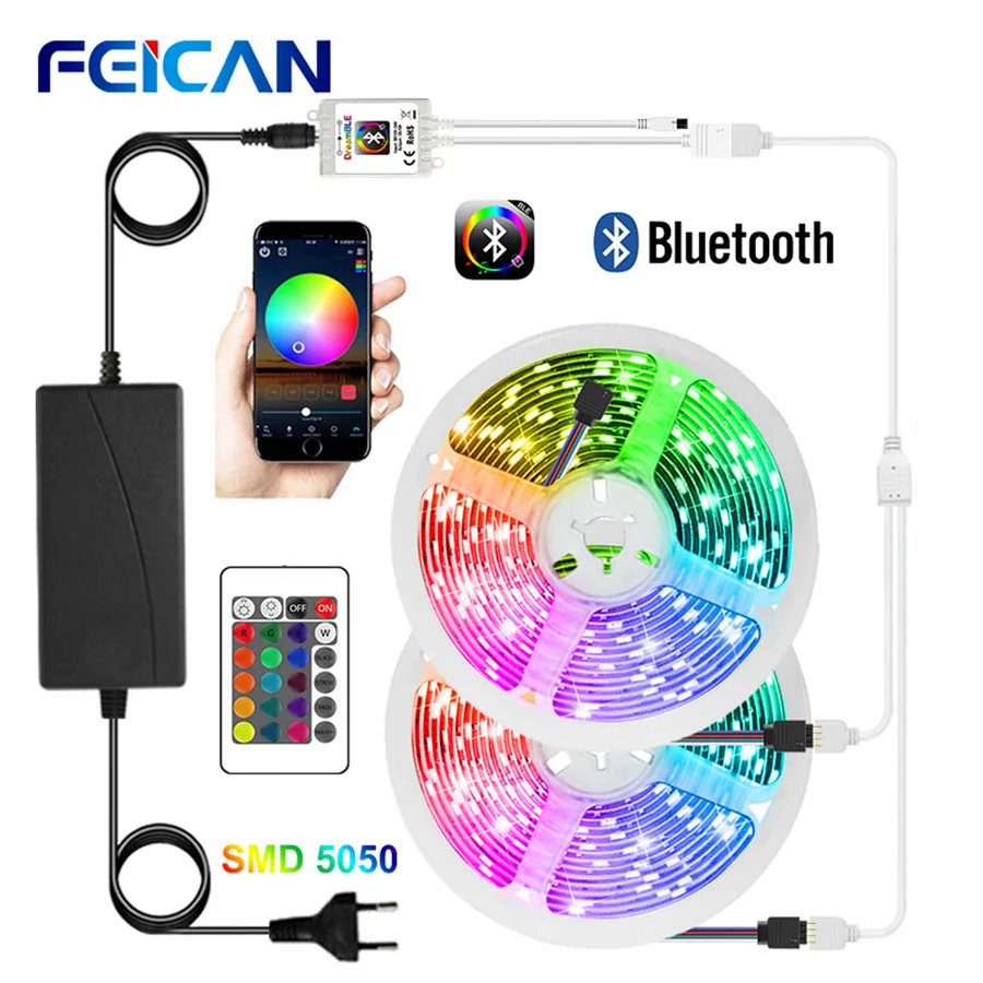 Светодиодные ленты светильник 5050 10 м Bluetooth APP Управление RGB полосы синхронизация