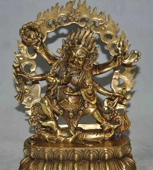 

9 "Тибетский буддизм, бронзовый gilt 6 Arms Ваджра-Махакала god Buddha Статуэтка Ганеша