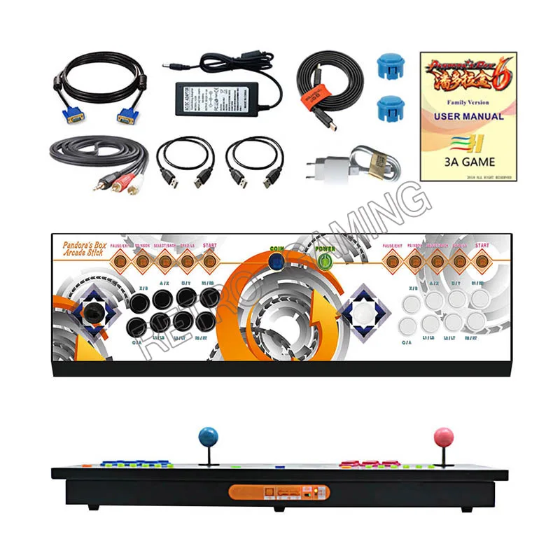 

Wireless Pandora box 6 1300 in 1 arcade game 2 players iron console Can add 3000 games fba mame ps1 3d game Mortal Kombat for TV