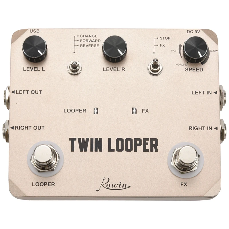 

Twin Looper Station Electric Guitar Effect Pedal Loop Station for Guitarists Golden