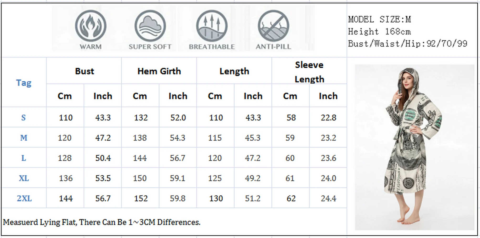 

Womens Flannel Robes Coral Velvet Bathrobe Dollar Fashion Print Comfortable Simple Long Sleeve Bathrobe Knee Length Bath Gown