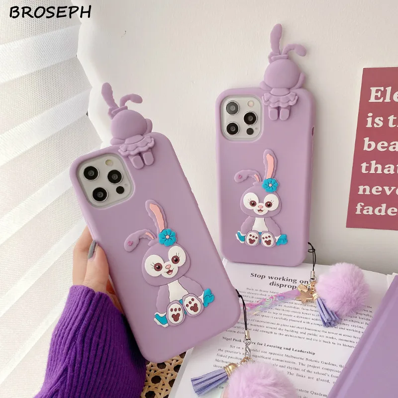 designer phone cases Dễ Thương Thỏ Tím Ốp Lưng Điện Thoại iPhone 12 11 Pro X Xr Xs Max Silicone Mềm Dẻo Trong Cho iPhone 6 6S 7 8 Plus Với Sang Trọng Bóng iphone leather case