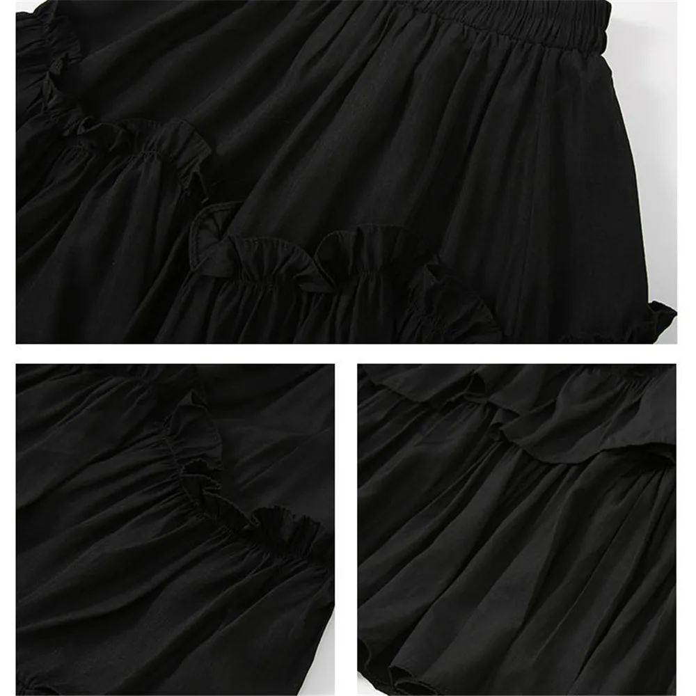 Винтажная черная белая однотонная плиссированная юбка с оборками женская