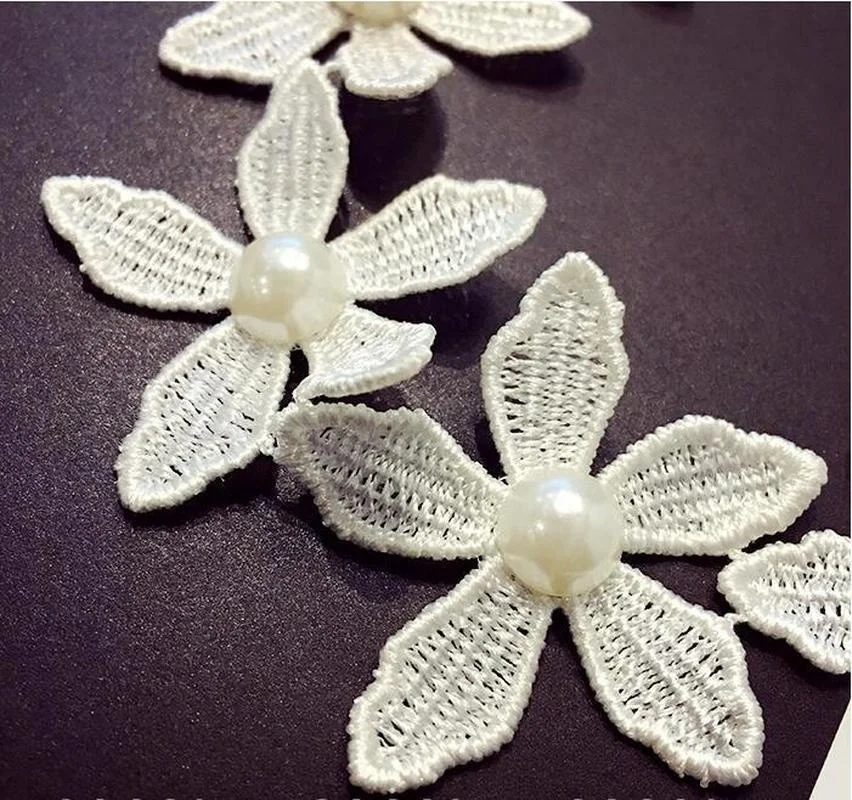 Imitation Pearl Stitching Flowers Choker Necklaces Fashion Handmade White Lace Collar Short Necklace | Украшения и аксессуары