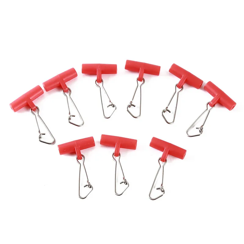 Fishing Sinker Slip Clips Blue Red Plastic Head Swivel With Hooked Snap Weight Slide Accessories 10pcs/set | Спорт и развлечения