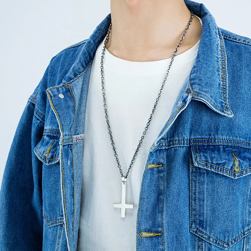 Ожерелье с перевернутым крестом для мужчин и женщин ювелирное изделие из