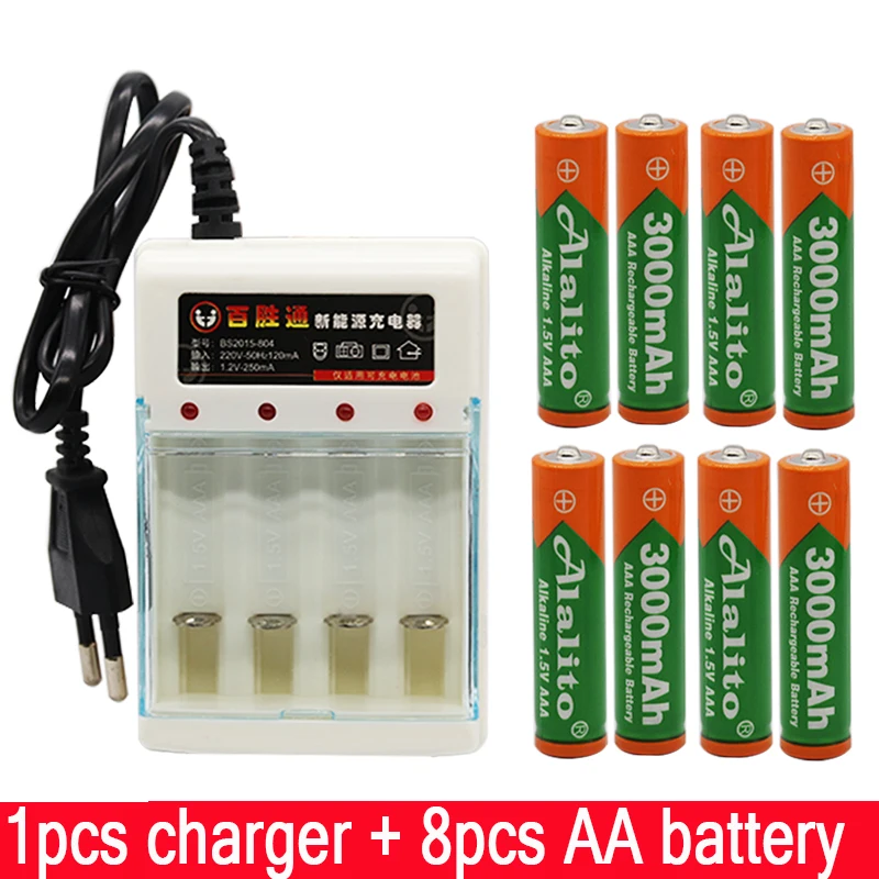 Белый Бренд 3000mah 1,5 V AAA щелочная батарея AAA аккумуляторная батарея для дистанционного управления игрушка Batery дымовая сигнализация с зарядным устройством - Цвет: Белый