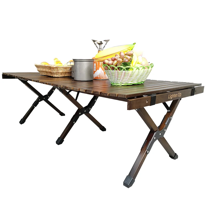 

Outdoor Furniture Bbq-Table Folding Picnic Camping Egg-Roll-Style Barbecue Solid-Wood