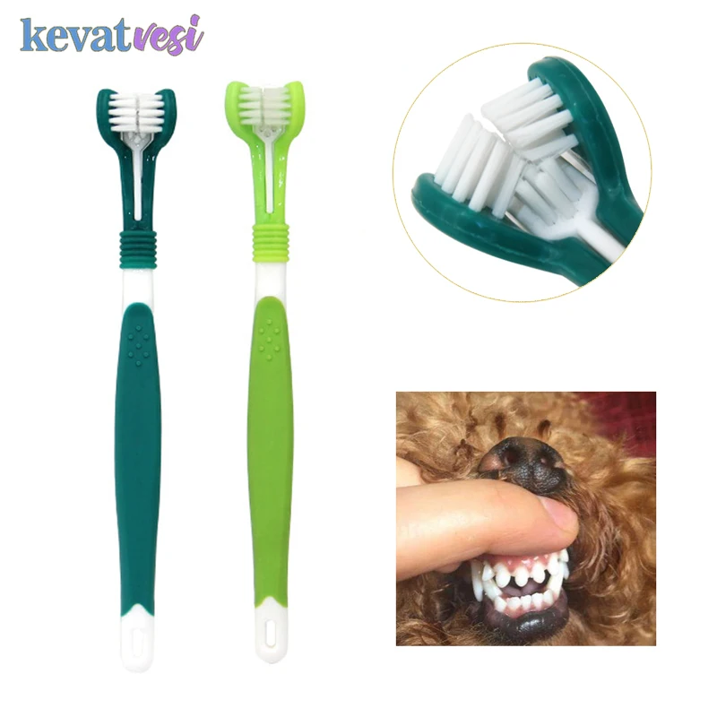 

Three Sided Dog Pet Toothbrush Bad Breath Tartar Teeth Care For Cat Dog Tooth Cleaning Brush Soft Pet Finger Toothbrush