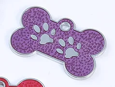 Style B Purple Персонализированные Бирки для собак, выгравированные Значки для кошек, щенков, домашних животных, ID Имя, ошейник, бирка, анти-потеря, подвеска, аксессуары для домашних животных, индивидуальный брелок с костью - Цвет: Style B Purple