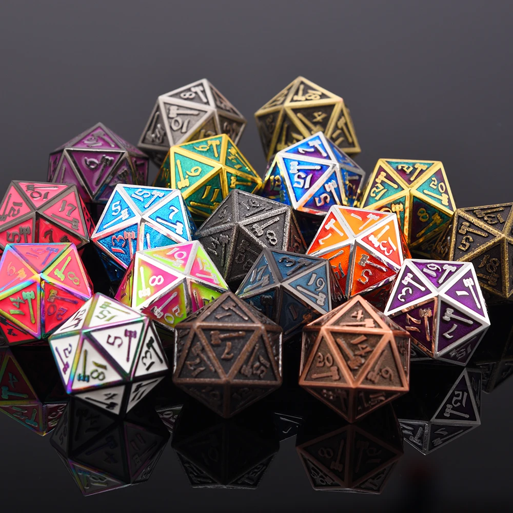 Твердые металлические полигедральные игральные кости с сумкой для настольных