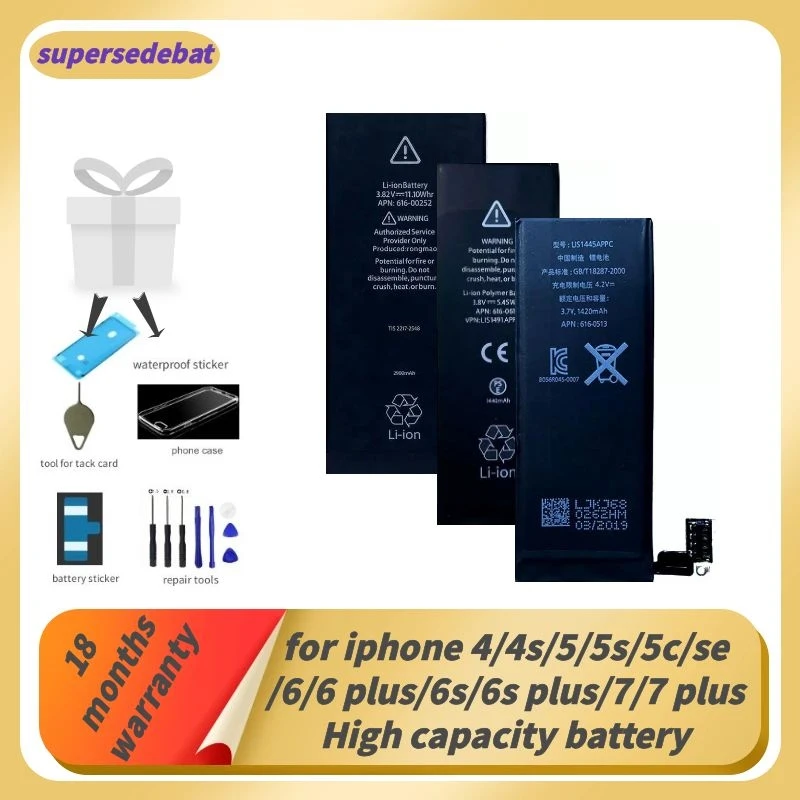 Аккумулятор Supersedeba для Iphone 6 оригинальный аккумулятор 4 5s 5 5c Se Plus 6s 7 Caterpillar Celular |
