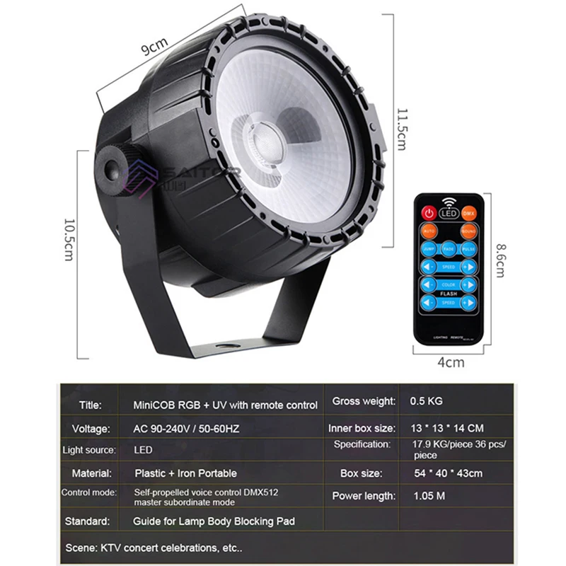 New RGB LED Stage Light For Lighting Multi-Effects RGB+UV Strobe Lights Par By Remote DMX Control Wedding Party | Освещение