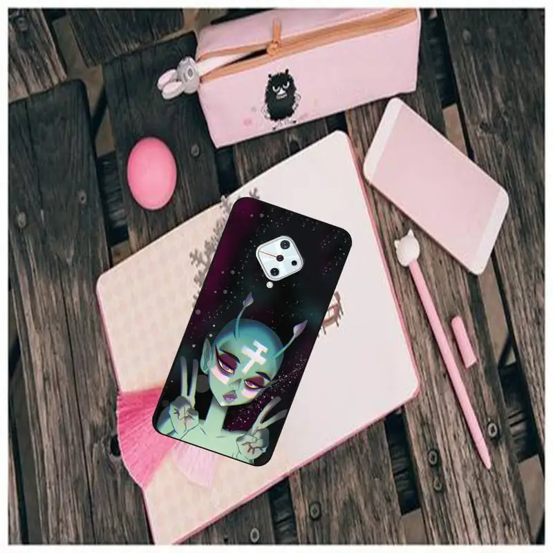 

LJHYDFCNB Aesthetics Cartoon Alien Space Phone Case For Vivo X9 9s 20 Plus Y97 83 75 71 69 V15 V17 V5 S