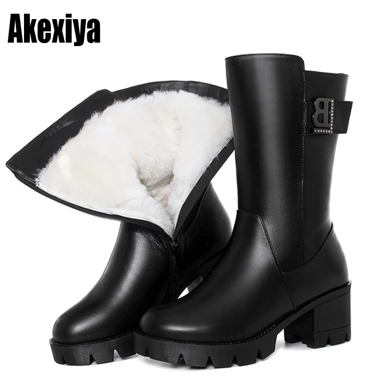 

Женские ботинки для верховой езды, зимние женские мотоциклетные ботинки из 2021 натуральной кожи, теплые женские зимние ботинки большого раз...